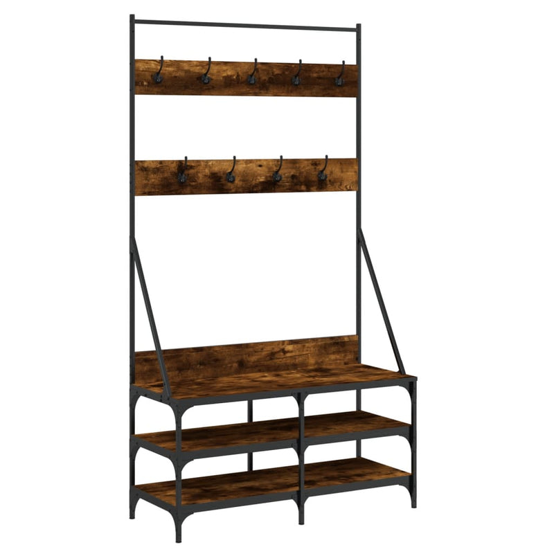 Load image into Gallery viewer, Vidaxl kledingrek met schoenenrek 100x40x184 cm gerookt eikenkleurig
