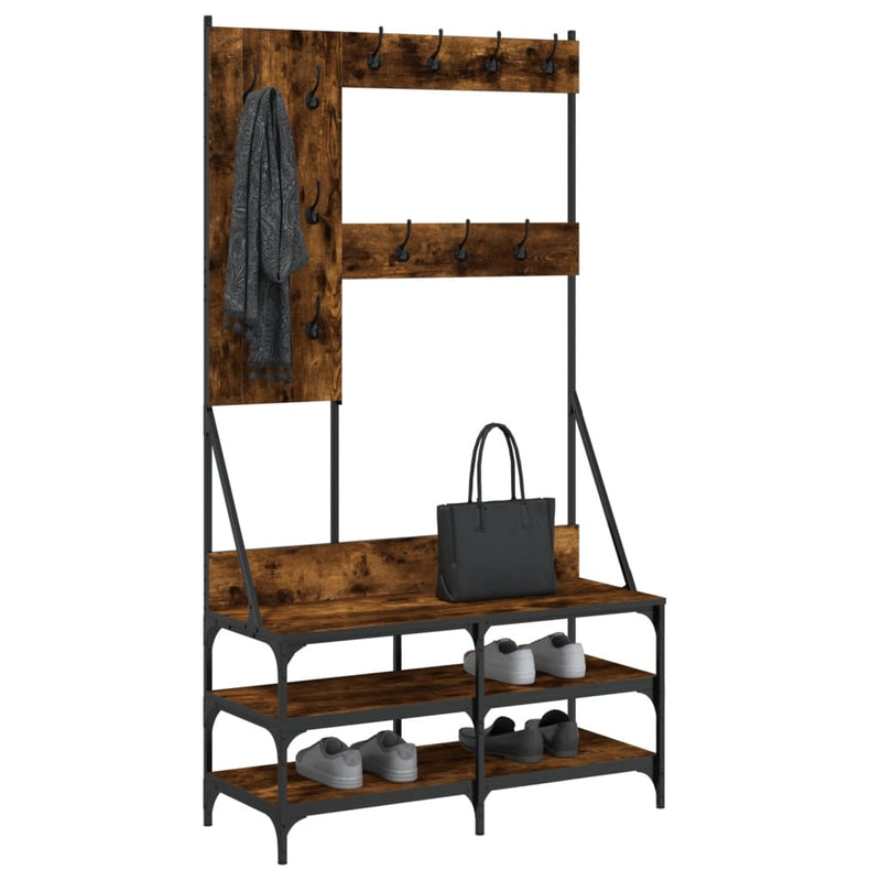 Load image into Gallery viewer, Vidaxl kledingrek met schoenenrek 100x40x184 cm gerookt eikenkleurig
