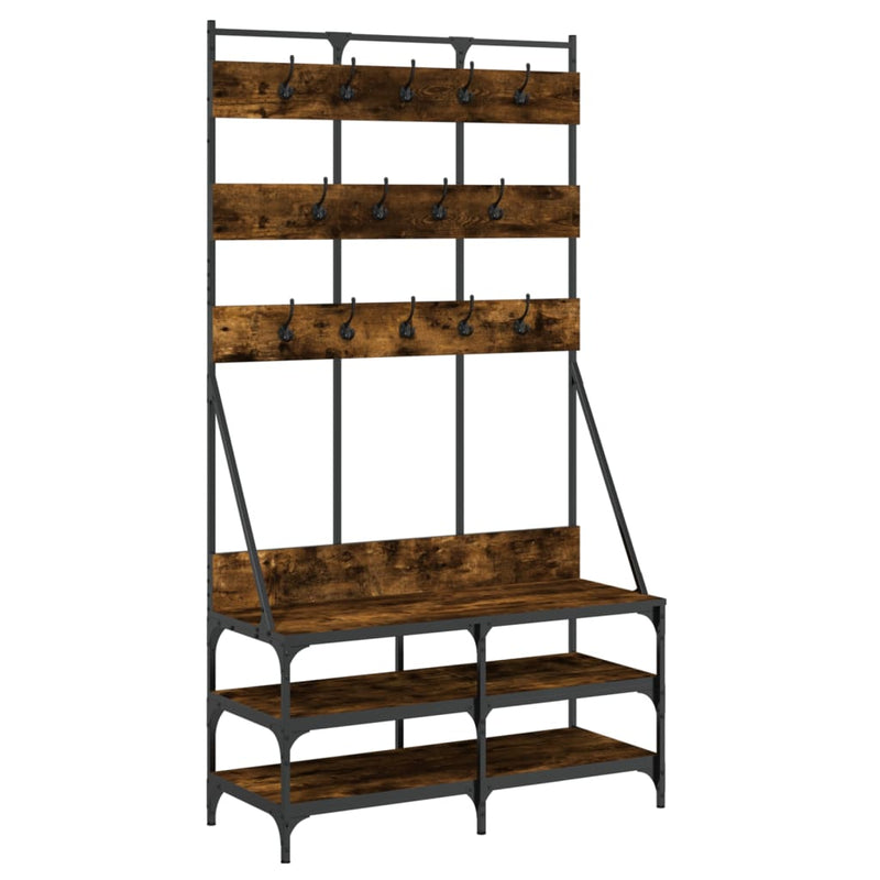 Load image into Gallery viewer, Vidaxl kledingrek met schoenenrek 100x40x184 cm gerookt eikenkleurig
