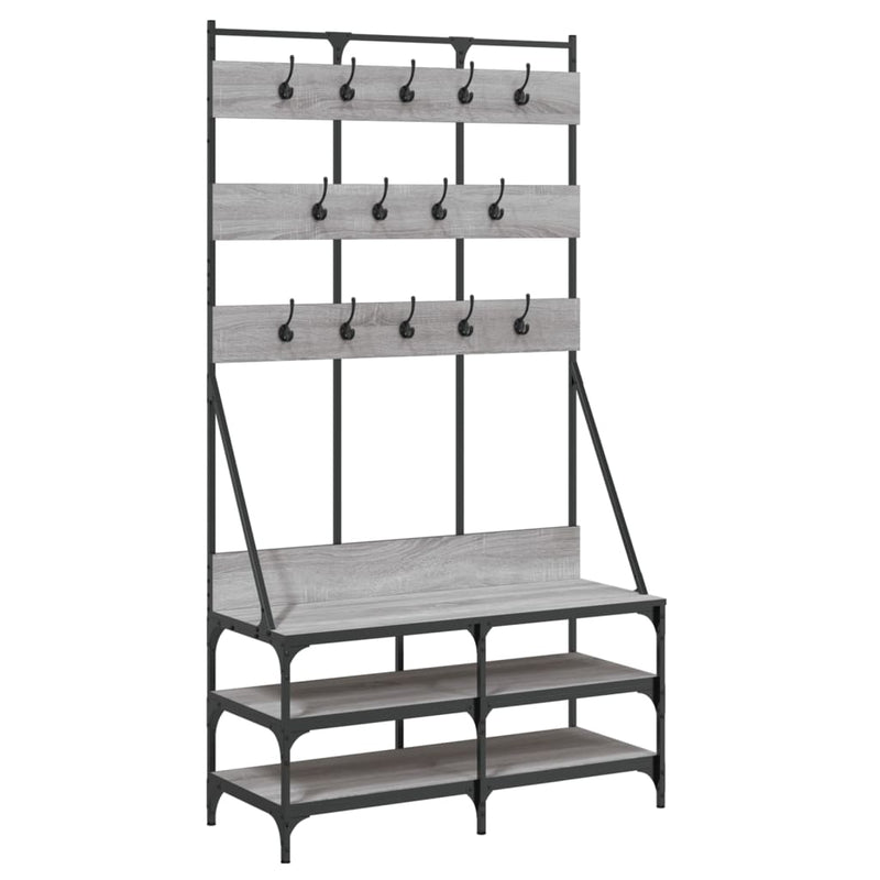 Load image into Gallery viewer, Vidaxl kledingrek met schoenenrek 100x40x184cm grijs sonoma eikenkleur
