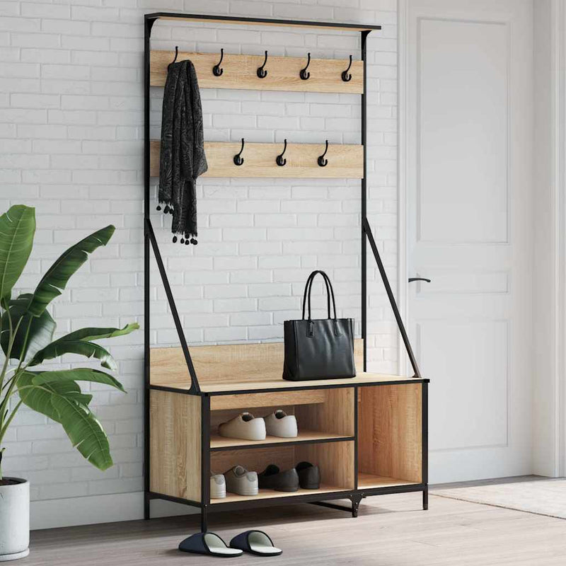 Load image into Gallery viewer, Vidaxl kledingrek met schoenenrek 100x41x184 cm sonoma eikenkleurig
