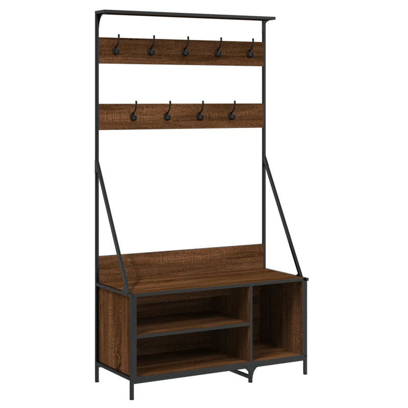 Load image into Gallery viewer, Vidaxl kledingrek met schoenenrek 100x41x184 cm bruin eikenkleur

