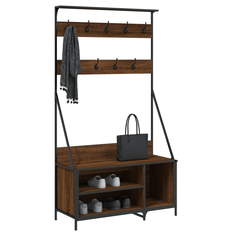 Load image into Gallery viewer, Vidaxl kledingrek met schoenenrek 100x41x184 cm bruin eikenkleur
