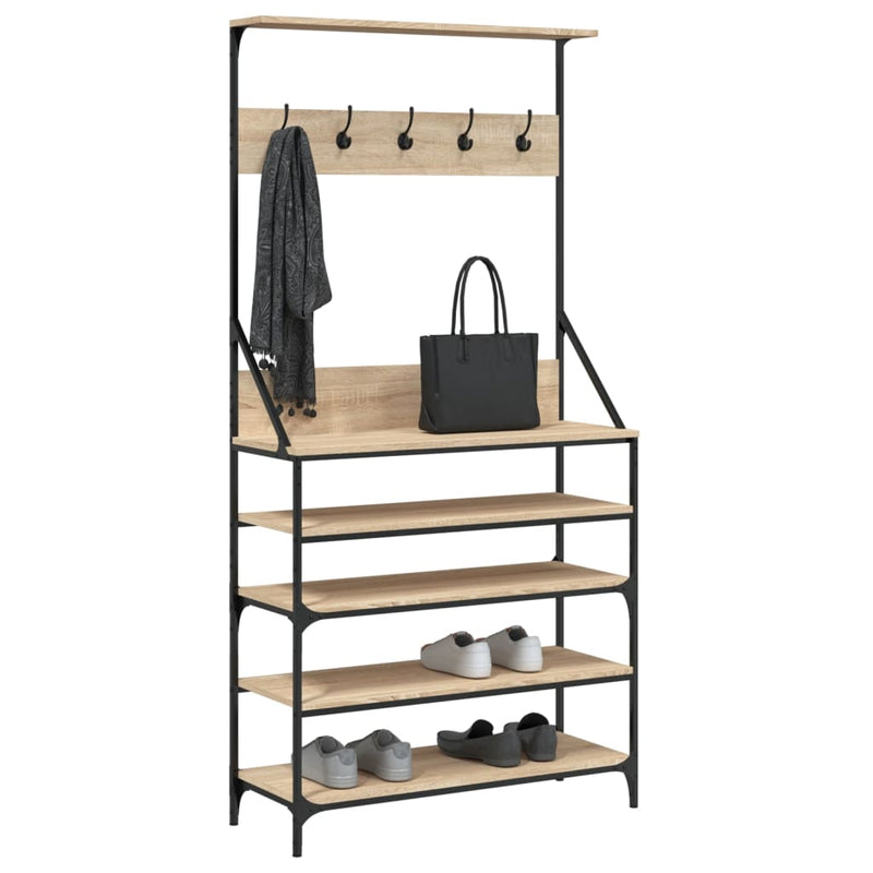 Load image into Gallery viewer, Vidaxl kledingrek met schoenenrek 90x34x184 cm sonoma eikenkleurig
