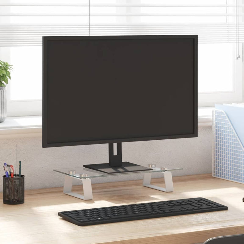 Load image into Gallery viewer, Vidaxl monitorstandaard 40x20x8 cm gehard glas en metaal wit
