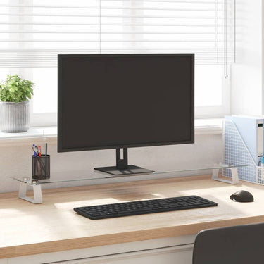 Vidaxl monitorstandaard 100x20x8 cm gehard glas en metaal wit