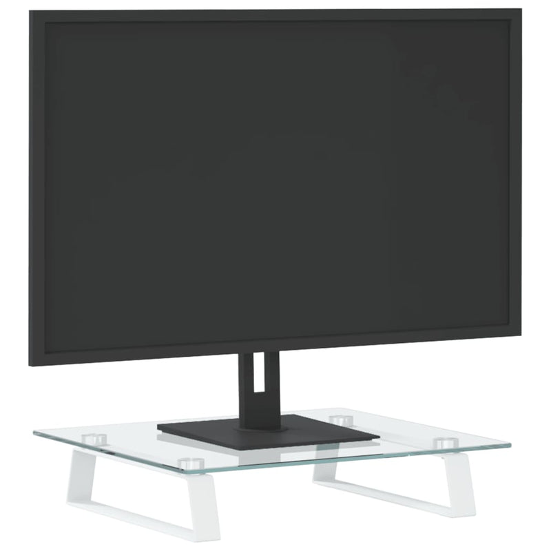 Load image into Gallery viewer, Vidaxl monitorstandaard 40x35x8 cm gehard glas en metaal wit
