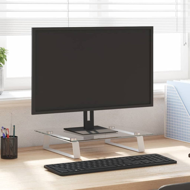 Load image into Gallery viewer, Vidaxl monitorstandaard 40x35x8 cm gehard glas en metaal wit
