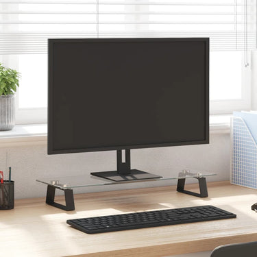 Vidaxl monitorstandaard 60x20x8 cm gehard glas en metaal zwart
