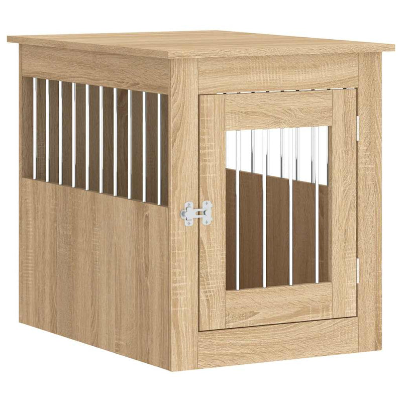 Afbeelding laden in galerijviewer, Vidaxl hondenbench 55x75x65 cm bewerkt hout sonoma eikenkleurig

