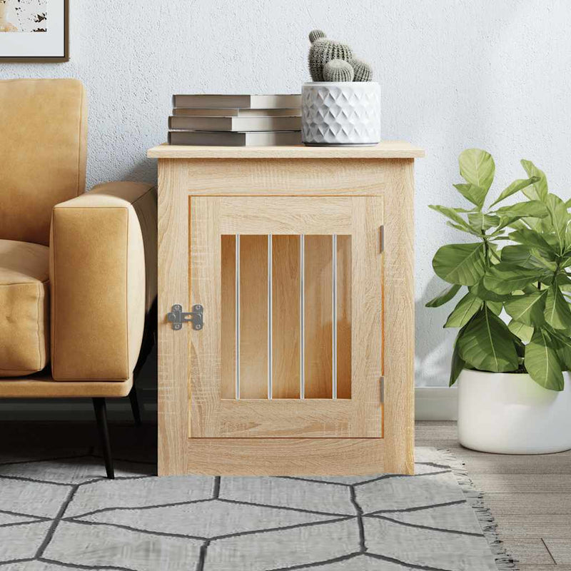 Afbeelding laden in galerijviewer, Vidaxl hondenbench 55x75x65 cm bewerkt hout sonoma eikenkleurig
