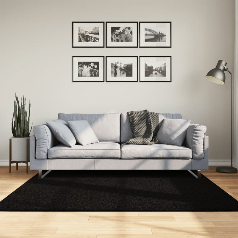Load image into Gallery viewer, Vidaxl vloerkleed huarte laagpolig zacht wasbaar 160x160 cm zwart
