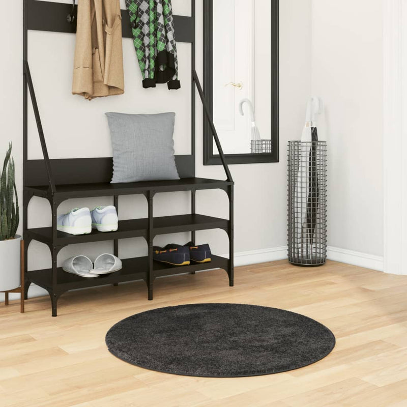 Load image into Gallery viewer, Vidaxl vloerkleed pamplona shaggy hoogpolig modern ø 80 cm antraciet
