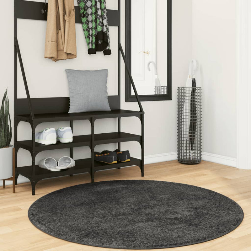 Load image into Gallery viewer, Vidaxl vloerkleed pamplona shaggy hoogpolig modern ø 120 cm antraciet
