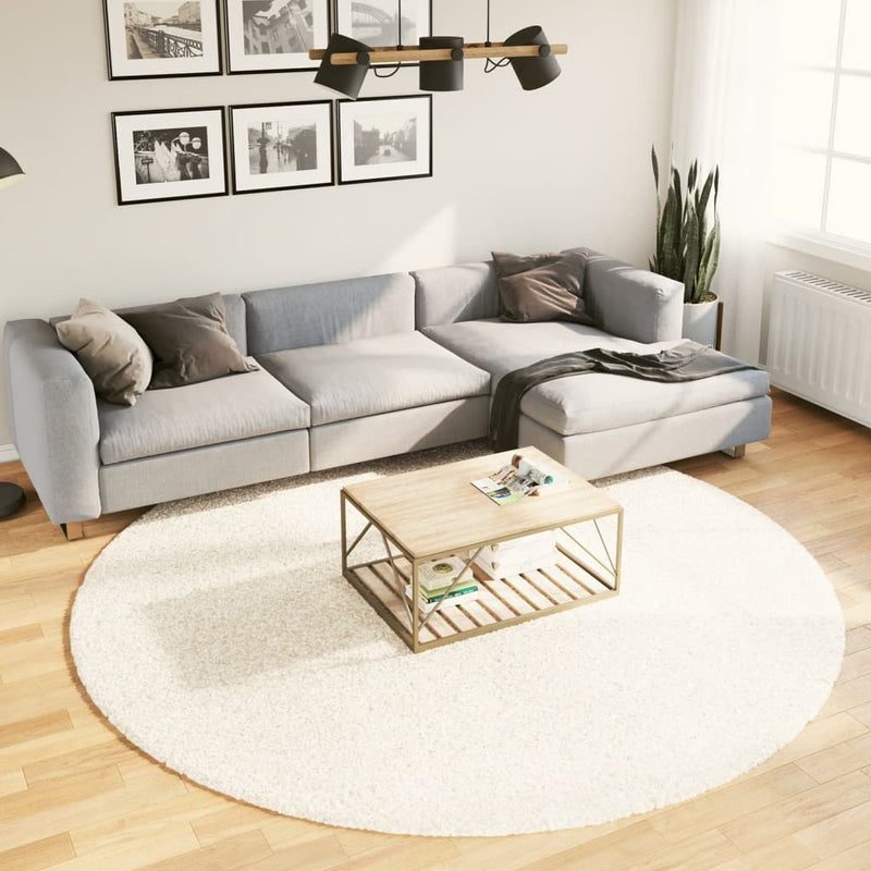 Load image into Gallery viewer, Vidaxl vloerkleed pamplona shaggy hoogpolig modern ø 240 cm crèmekleur
