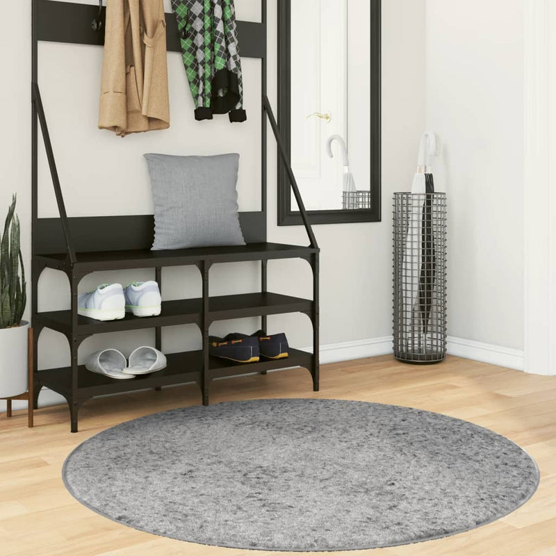 Load image into Gallery viewer, Vidaxl vloerkleed pamplona shaggy hoogpolig modern ø 120 cm grijs
