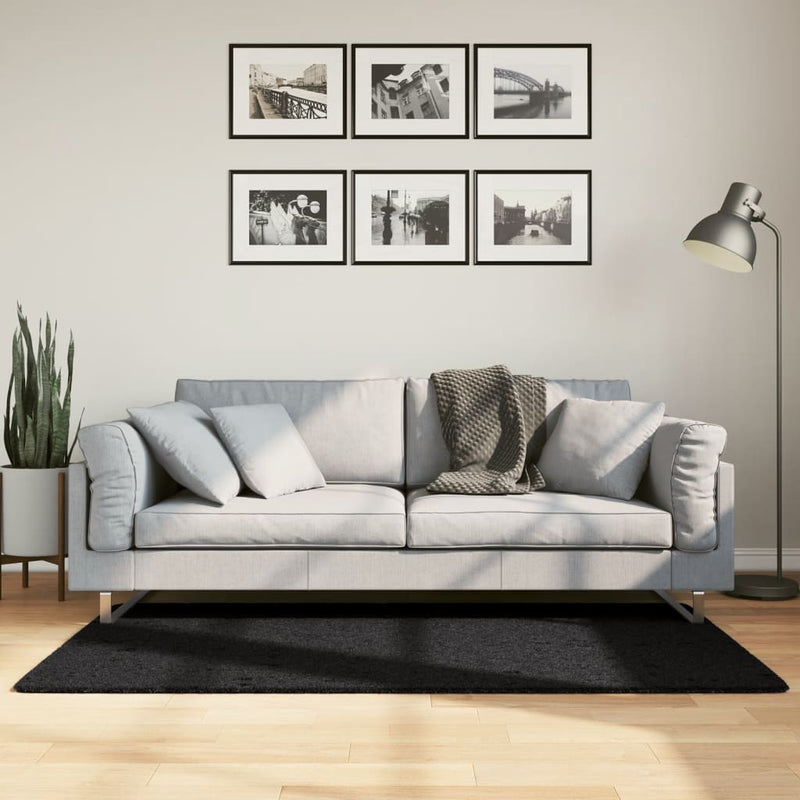 Load image into Gallery viewer, Vidaxl vloerkleed pamplona shaggy hoogpolig modern 80x150 cm zwart
