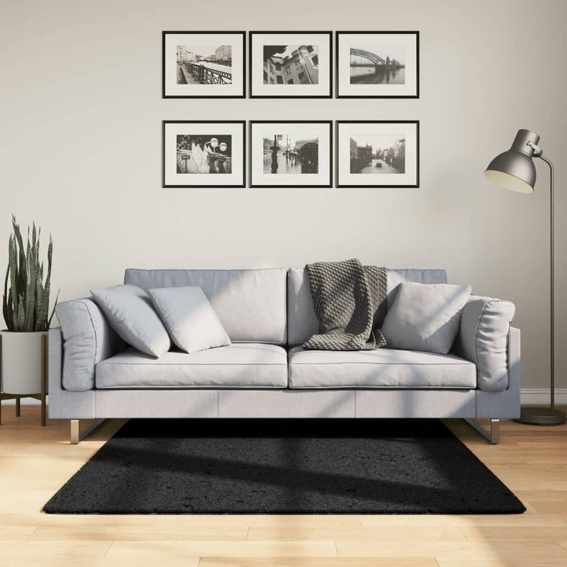 Load image into Gallery viewer, Vidaxl vloerkleed pamplona shaggy hoogpolig modern 120x120 cm zwart
