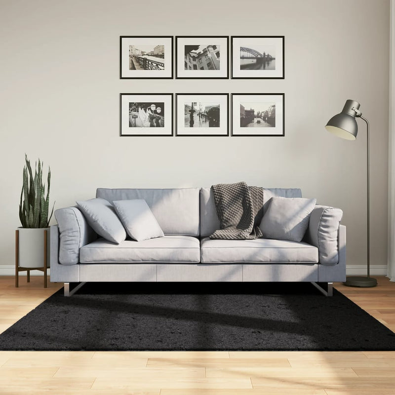 Load image into Gallery viewer, Vidaxl vloerkleed pamplona shaggy hoogpolig modern 160x160 cm zwart
