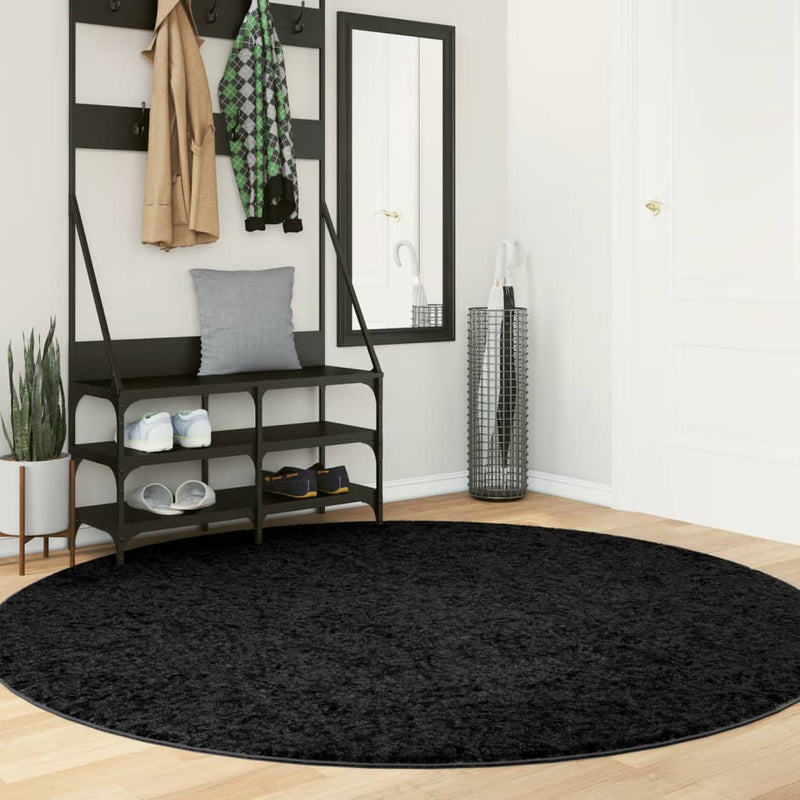 Load image into Gallery viewer, Vidaxl vloerkleed pamplona shaggy hoogpolig modern ø 200 cm zwart
