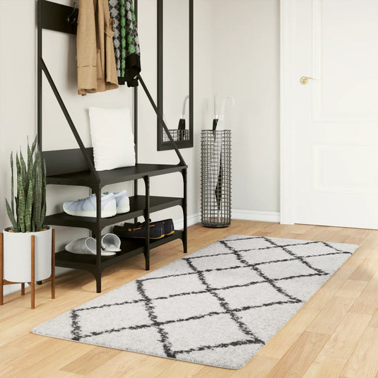 Vidaxl vloerkleed pamplona shaggy hoogpolig 80x200 cm crème en zwart