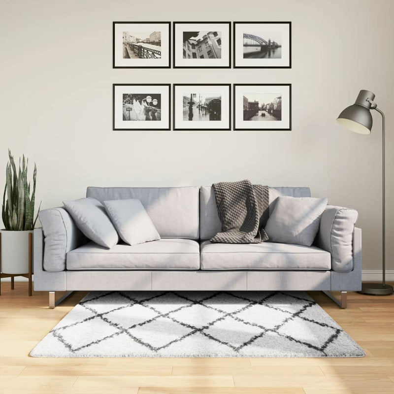 Afbeelding laden in galerijviewer, Vidaxl vloerkleed pamplona shaggy hoogpolig 120x120 cm crème en zwart
