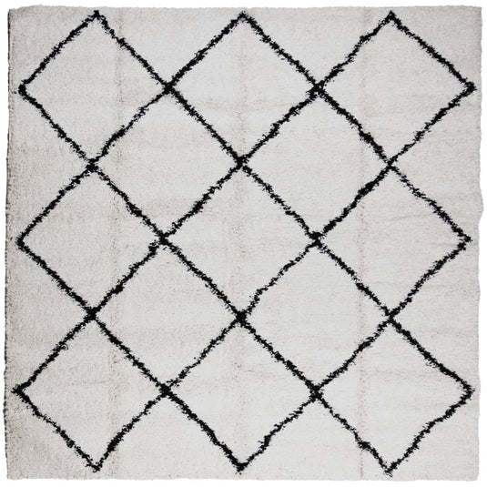Vidaxl vloerkleed pamplona shaggy hoogpolig 160x160 cm crème en zwart