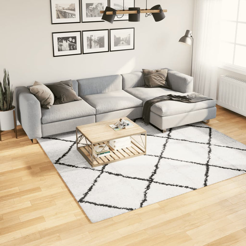 Load image into Gallery viewer, Vidaxl vloerkleed pamplona shaggy hoogpolig 240x240 cm crème en zwart
