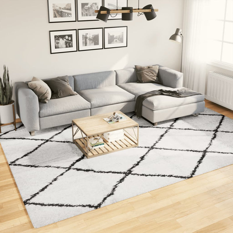 Afbeelding laden in galerijviewer, Vidaxl vloerkleed pamplona shaggy hoogpolig 240x340 cm crème en zwart
