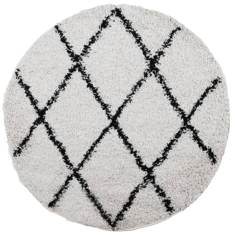 Afbeelding laden in galerijviewer, Vidaxl vloerkleed pamplona shaggy hoogpolig ø 120 cm crème en zwart
