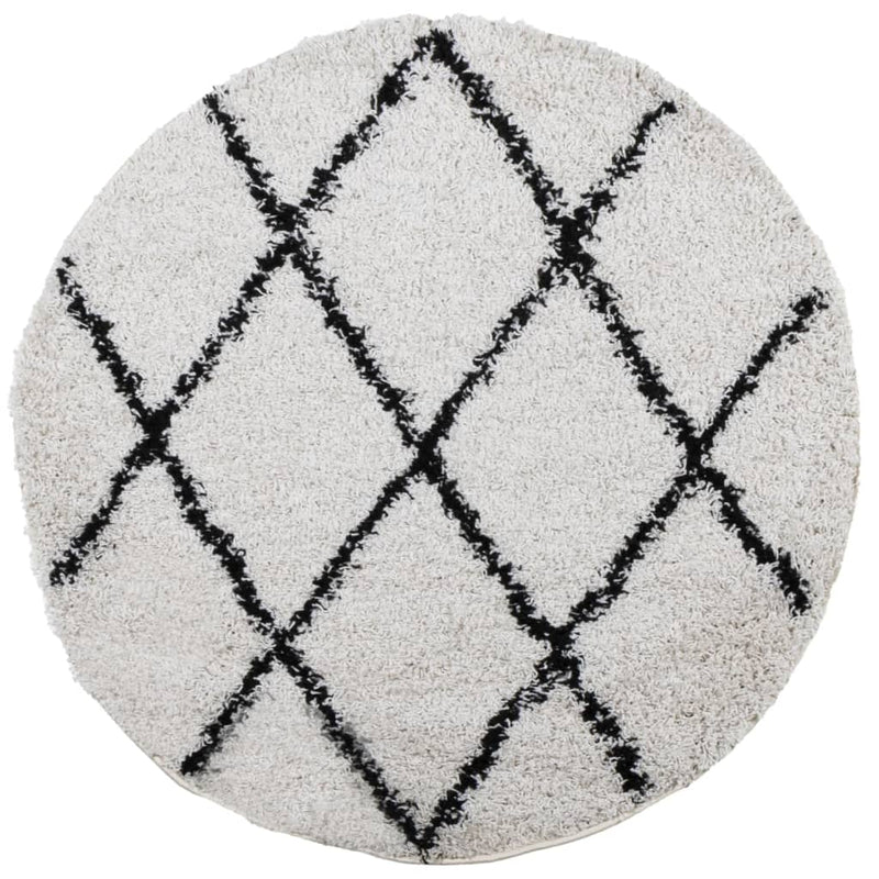 Load image into Gallery viewer, Vidaxl vloerkleed pamplona shaggy hoogpolig ø 160 cm crème en zwart
