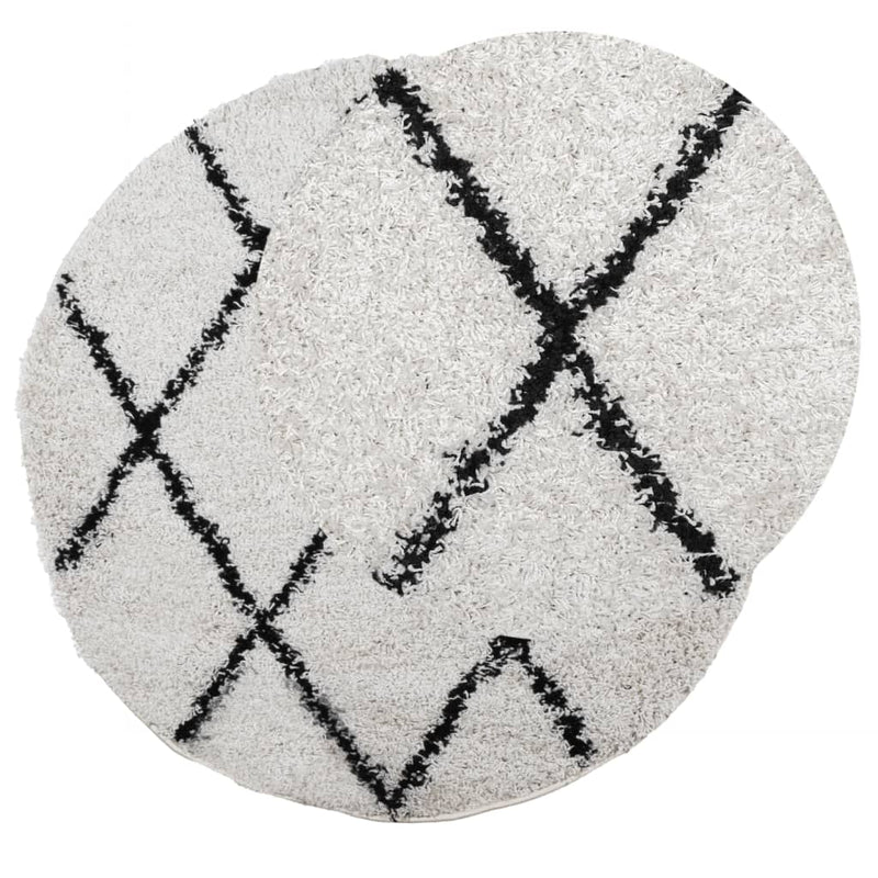 Load image into Gallery viewer, Vidaxl vloerkleed pamplona shaggy hoogpolig ø 200 cm crème en zwart
