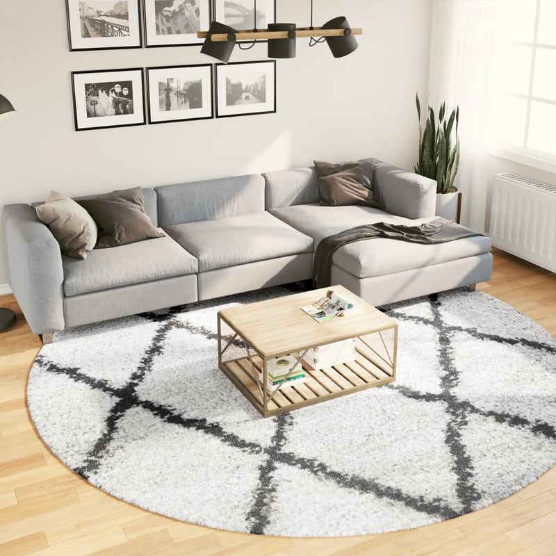 Afbeelding laden in galerijviewer, Vidaxl vloerkleed pamplona shaggy hoogpolig ø 280 cm crème en zwart
