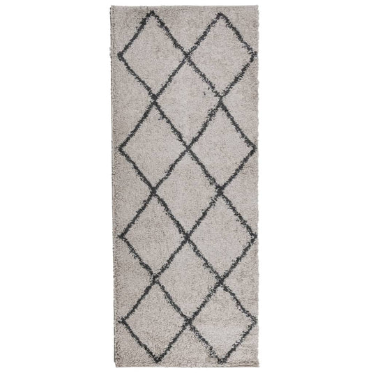 Vidaxl vloerkleed pamplona shaggy hoogpolig 80x200 cm beige antraciet