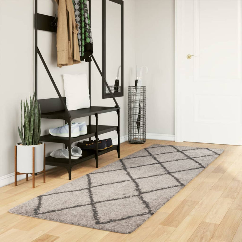 Load image into Gallery viewer, Vidaxl vloerkleed pamplona shaggy hoogpolig 80x250 cm beige antraciet
