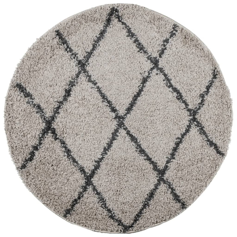 Load image into Gallery viewer, Vidaxl vloerkleed pamplona shaggy hoogpolig ø 80 cm beige antraciet
