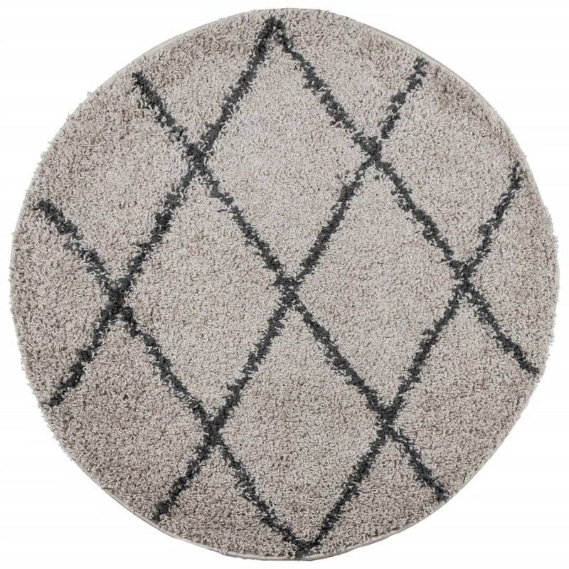 Load image into Gallery viewer, Vidaxl vloerkleed pamplona shaggy hoogpolig ø 100 cm beige antraciet
