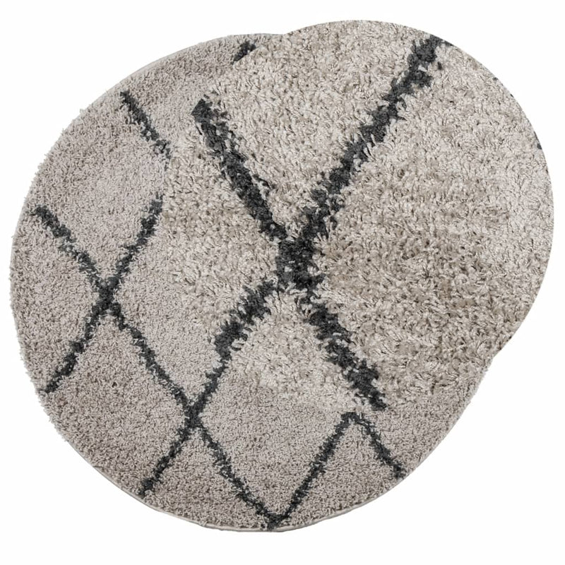 Load image into Gallery viewer, Vidaxl vloerkleed pamplona shaggy hoogpolig ø 240 cm beige antraciet
