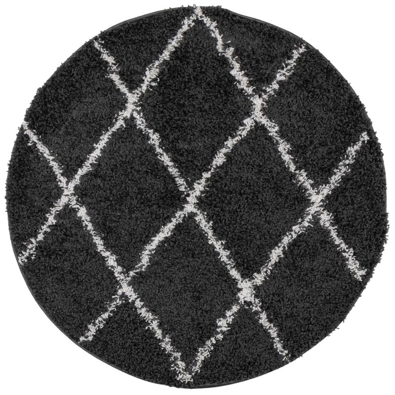 Load image into Gallery viewer, Vidaxl vloerkleed shaggy hoogpolig modern ø 80 cm zwart en crème
