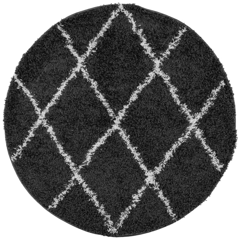 Load image into Gallery viewer, Vidaxl vloerkleed pamplona shaggy hoogpolig ø 120 cm zwart en crème
