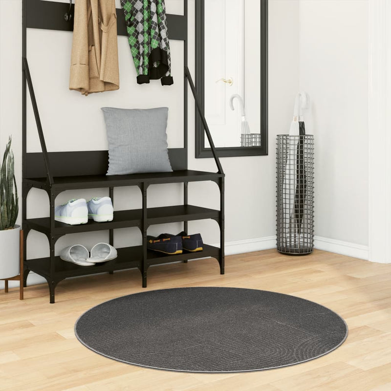 Load image into Gallery viewer, Vidaxl vloerkleed iza laagpolig scandinavisch ø 100 cm antraciet
