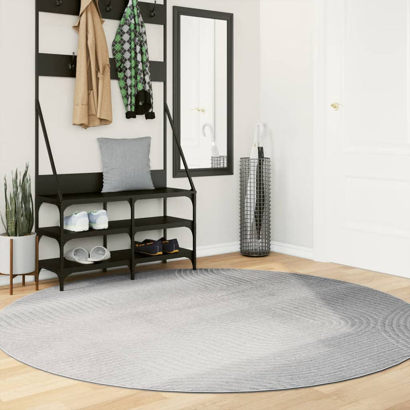 Load image into Gallery viewer, Vidaxl vloerkleed iza laagpolig scandinavisch ø 200 cm grijs
