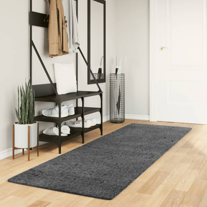 Load image into Gallery viewer, Vidaxl vloerkleed oviedo laagpolig 80x250 cm antracietkleurig
