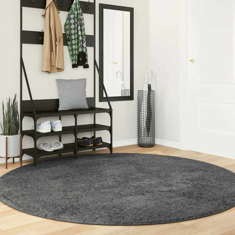 Load image into Gallery viewer, Vidaxl vloerkleed oviedo laagpolig ø 200 cm antracietkleurig
