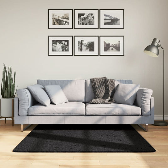 Vidaxl vloerkleed oviedo laagpolig 120x120 cm zwart
