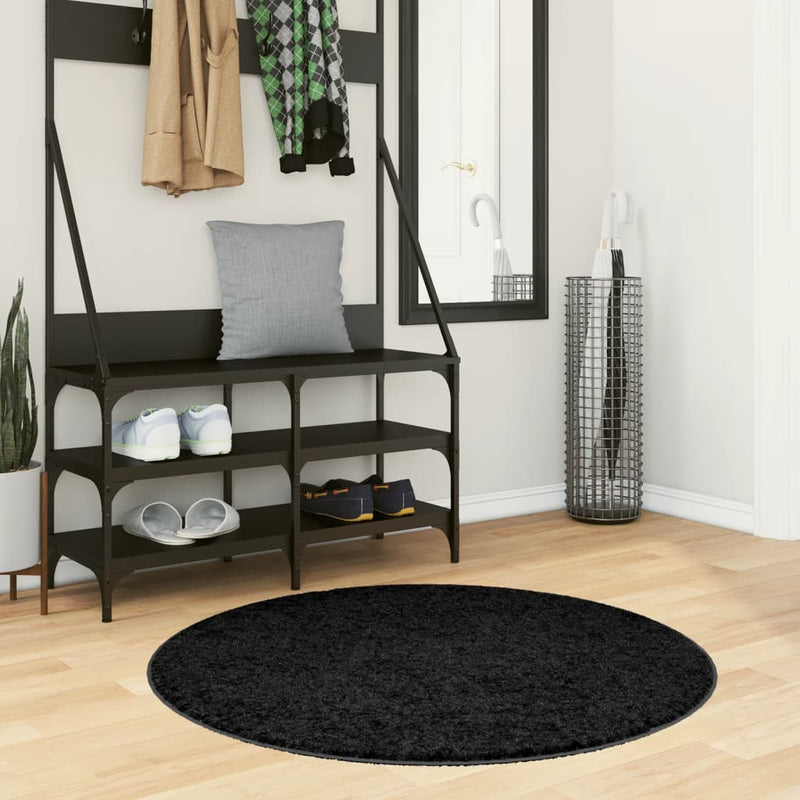 Load image into Gallery viewer, VidaXL Vloerkleed OVIEDO laagpolig Ø 100 cm zwart
