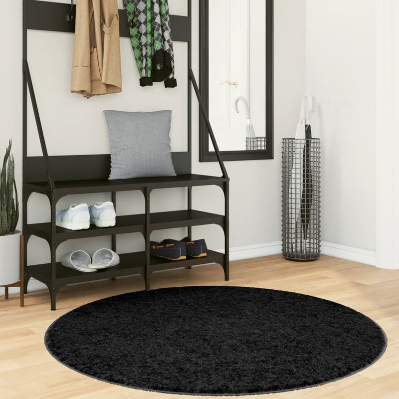 Load image into Gallery viewer, Vidaxl vloerkleed oviedo laagpolig ø 120 cm zwart
