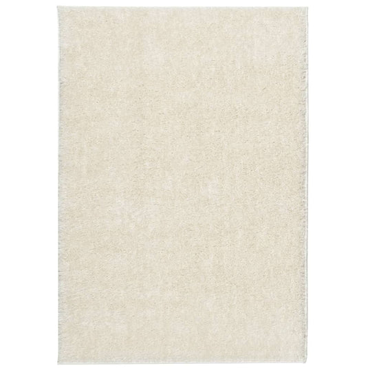 Vidaxl vloerkleed istan hoogpolig glanzend 120x170 cm crèmekleurig
