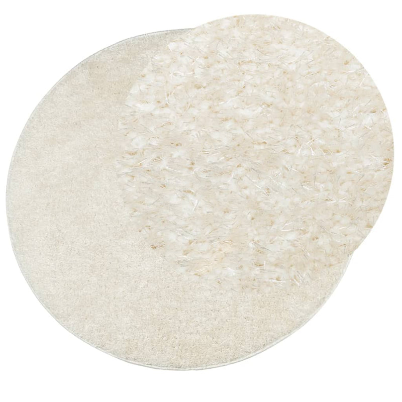 Load image into Gallery viewer, Vidaxl vloerkleed istan hoogpolig glanzend ø 100 cm crèmekleurig

