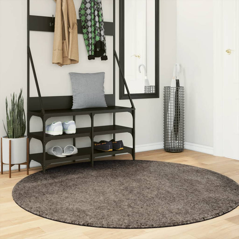 Load image into Gallery viewer, Vidaxl vloerkleed istan hoogpolig glanzend ø 160 cm grijs
